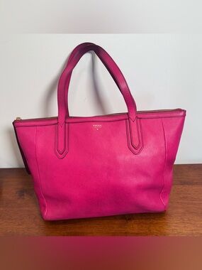 Fossil Hot Pink Leather Tote